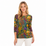 Ditte Kragh | Blomsterprintet T-shirt med 3/4 ærmer