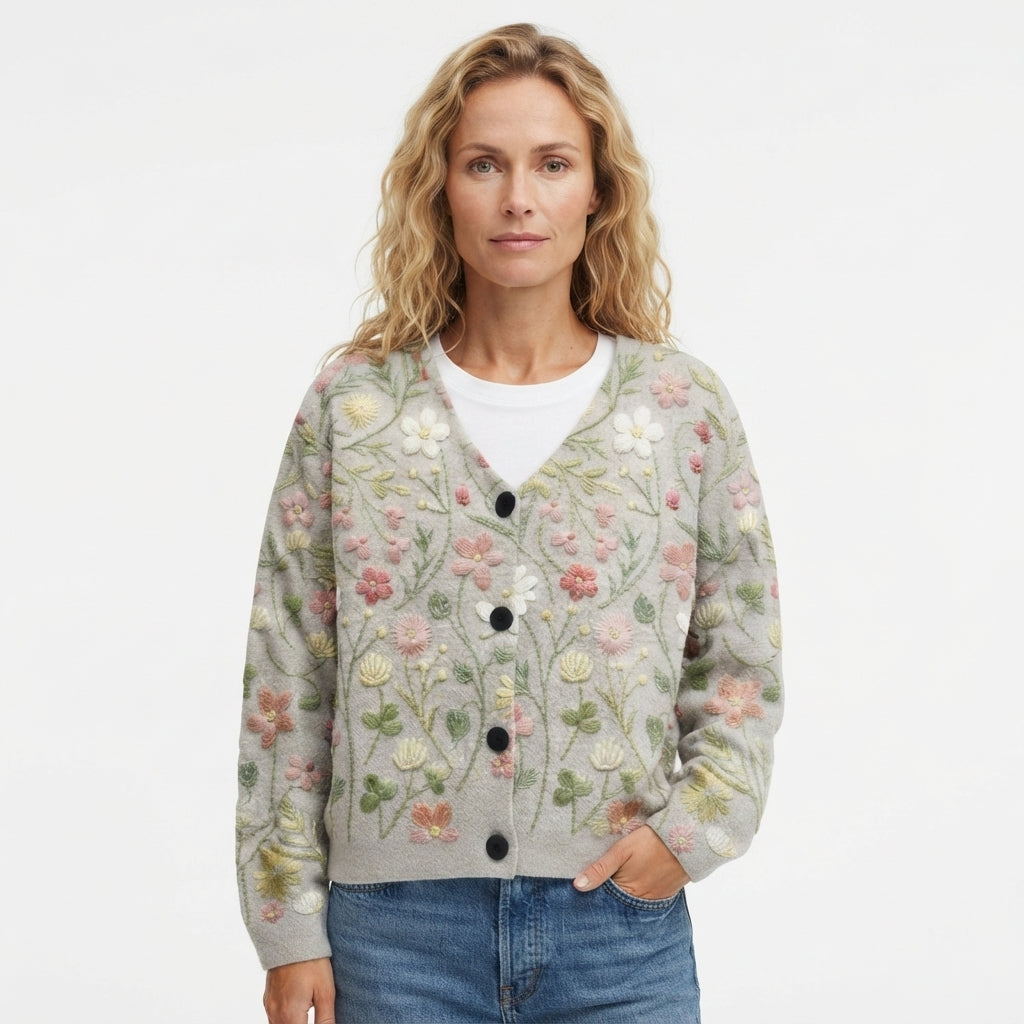 Ditte Nørgaard | Floral cardigan with an open front