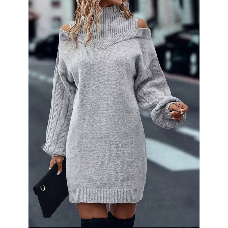 Mathilde Winther | Cold-Shoulder Strikkjole i mini-længde til kvinder
