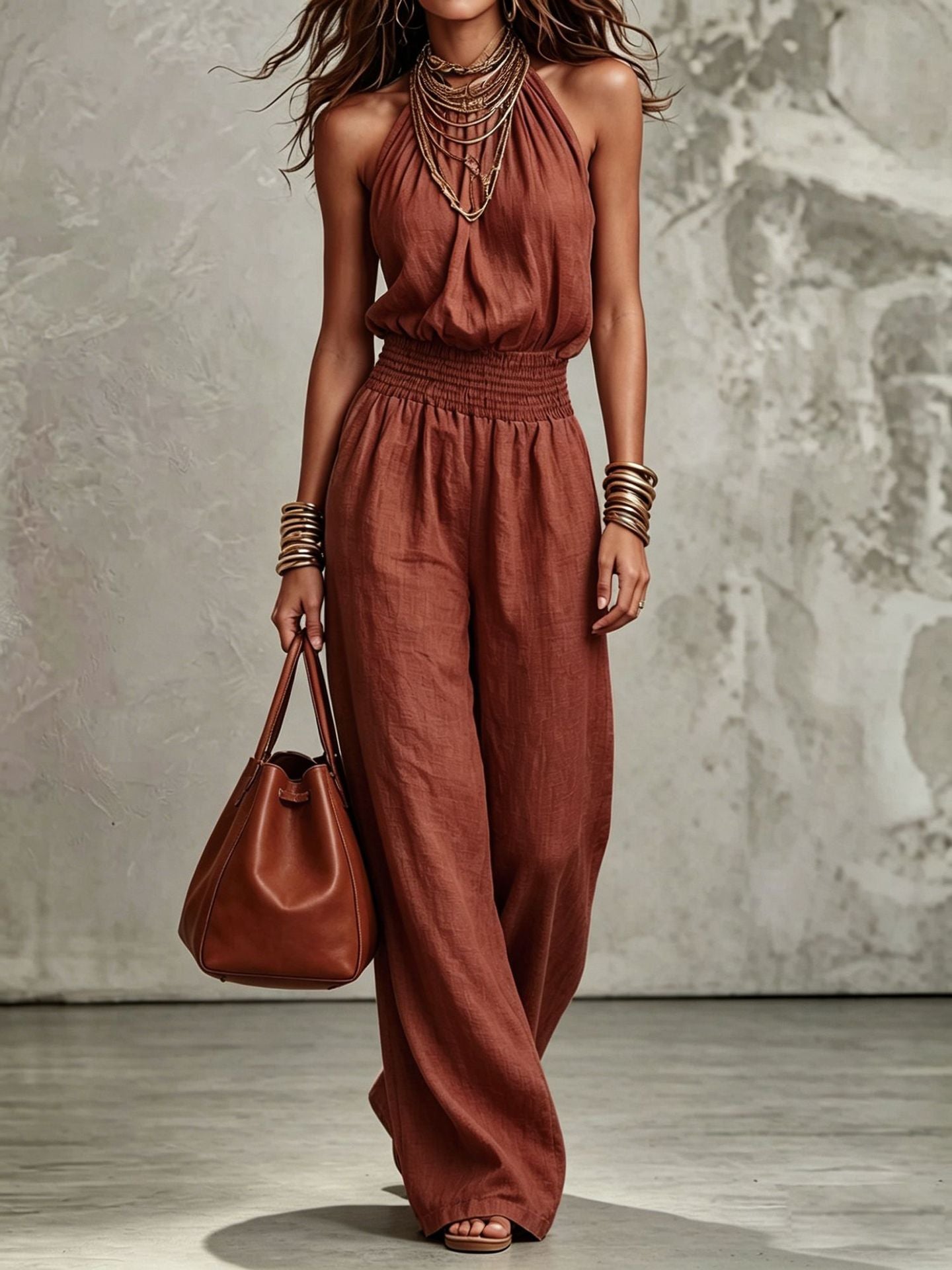 Stine Pedersen | Halterneck jumpsuit med vide ben til kvinder