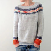 Malene Vinther | Blauer Strickpullover mit Waldmotiv für Damen