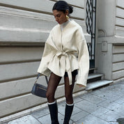 Eva Dam | Oversized wrap jacket in cream wool blend