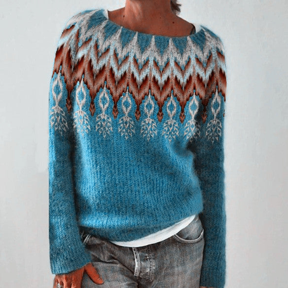 Luna Kjær | Gemusterter Pullover mit Rundhalsausschnitt