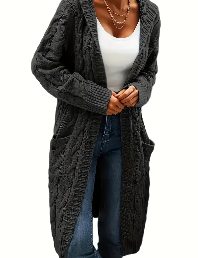 Rosina Alberti | Langarmet strikket cardigan med lommer i bordeaux