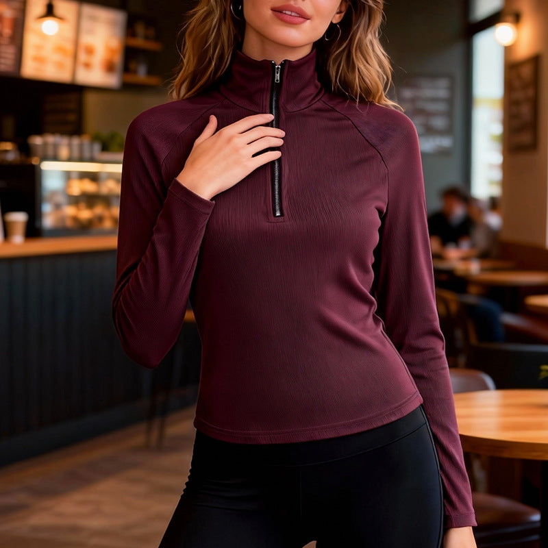 Amanda Fisker | Slim-Fit Turtleneck Blouse with Zipper