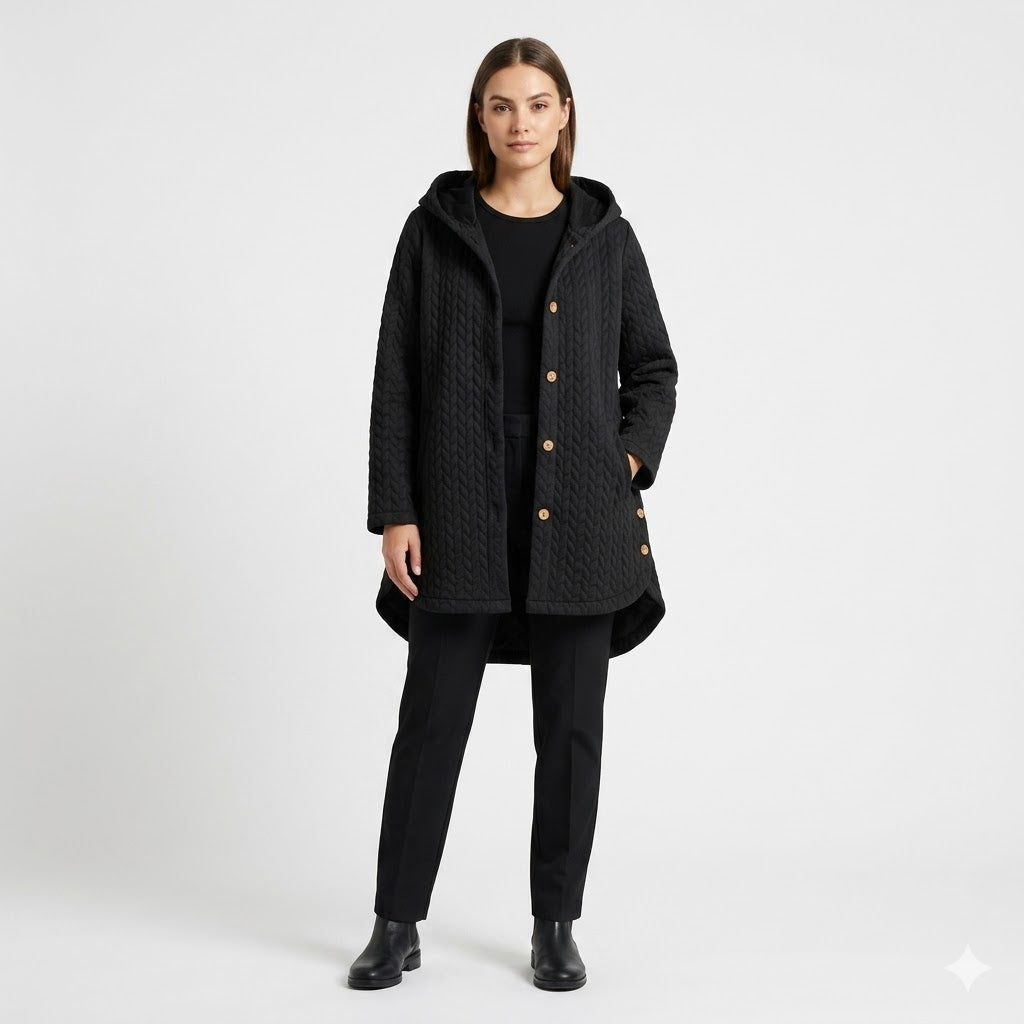 Valentina Ashcroft | Quiltet Vinterjakke med Knapper i Sort