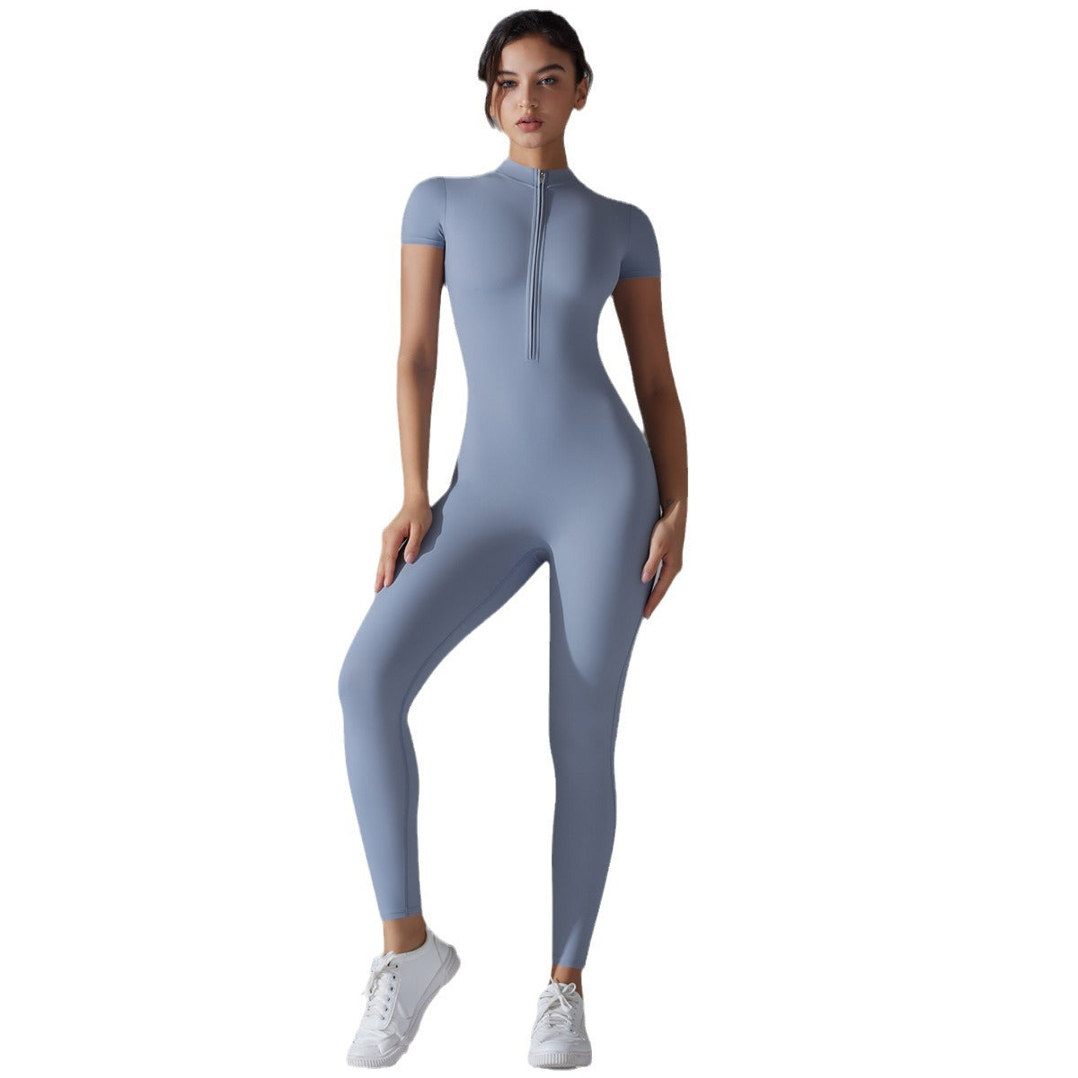 Amalie Skov | Zip-Bodysuit i brun med korte ærmer