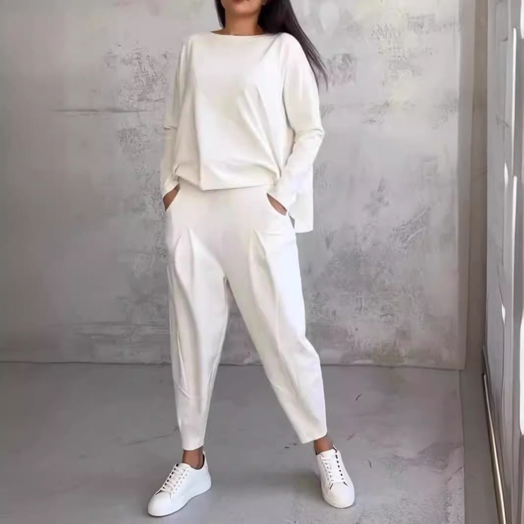 Dorte Riis | Casual Sæt med Løs Sweatshirt og Tapered Bukser
