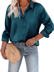 Aurore Pemberton | Elegant Skjortebluse med Knapper i Hvid