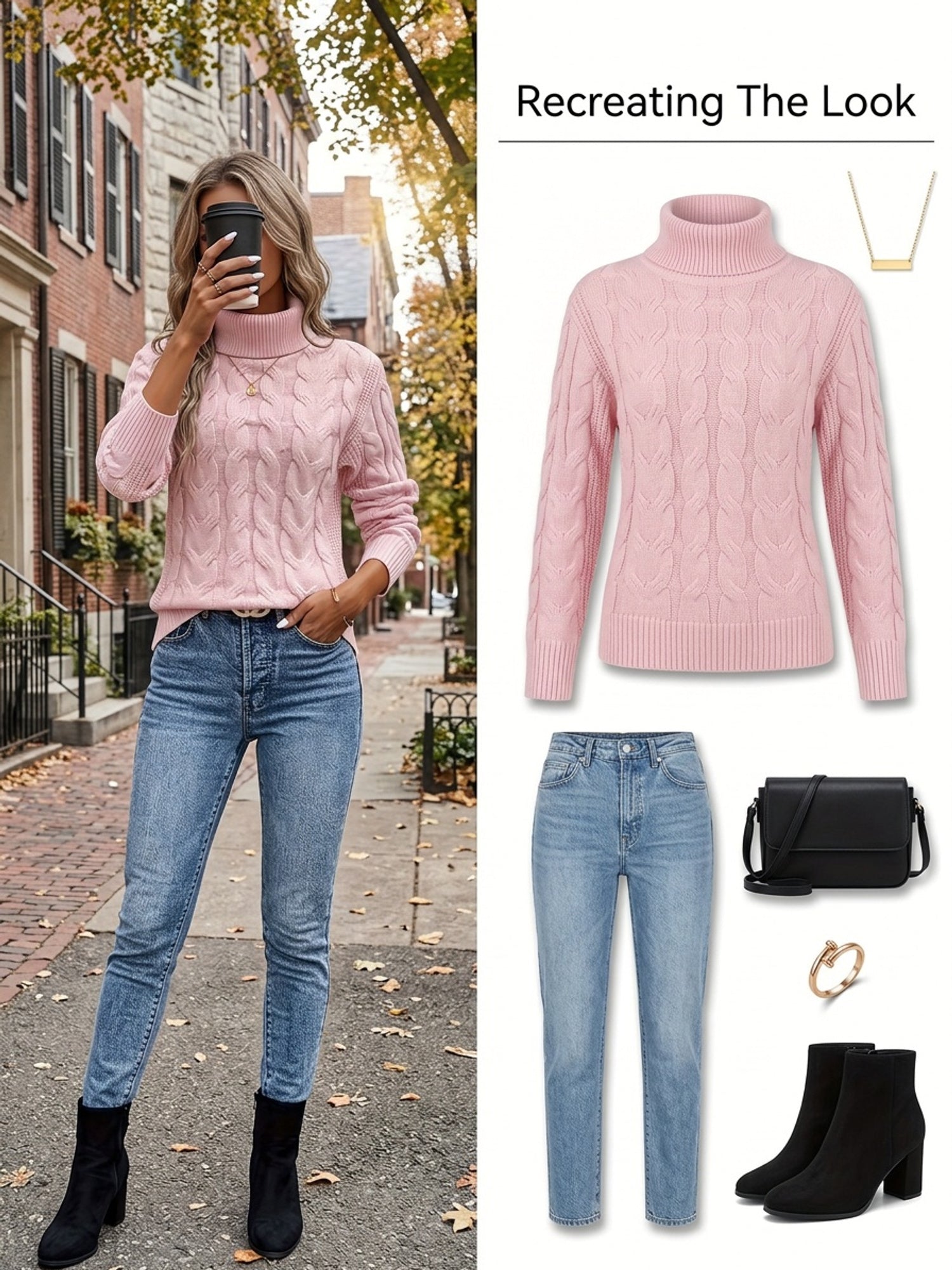 Lise Bonde | Pullover mit Zopfmuster und Rollkragen in Rot