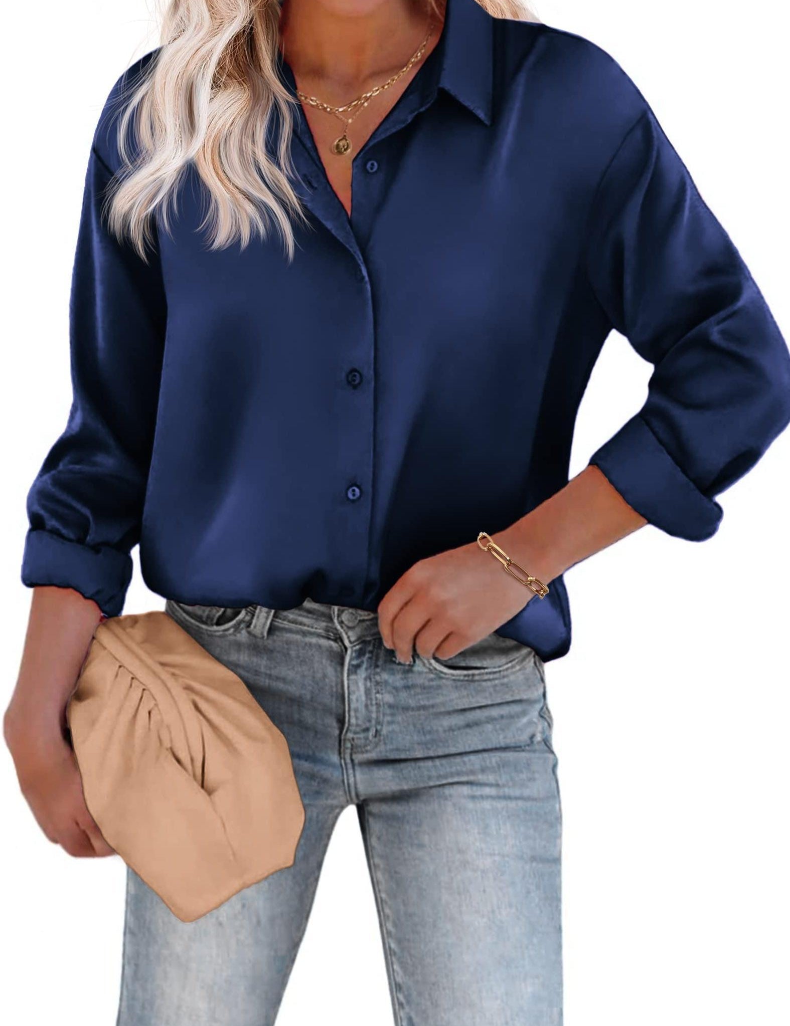 Aurore Pemberton | Elegant Skjortebluse med Knapper i Hvid