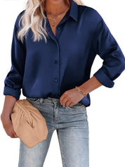 Aurore Pemberton | Elegant Skjortebluse med Knapper i Hvid