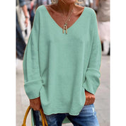 Marie Schou | Relaxed V-Neck Pullover i orange
