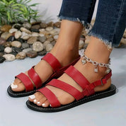 Isabeau Sorensen | Strappy Flat Sandals i sort læder