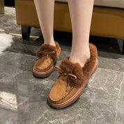 Mille Kjær | Fluffy plys-slippers med skindkant til kvinder