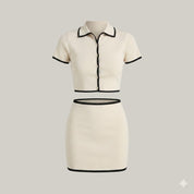 Isabella Laurent | Ribstrikket sæt med crop top og mini nederdel