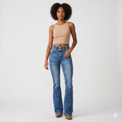 Romina Ashford | Højtaljede Flared Jeans i Long Denim til Kvinder