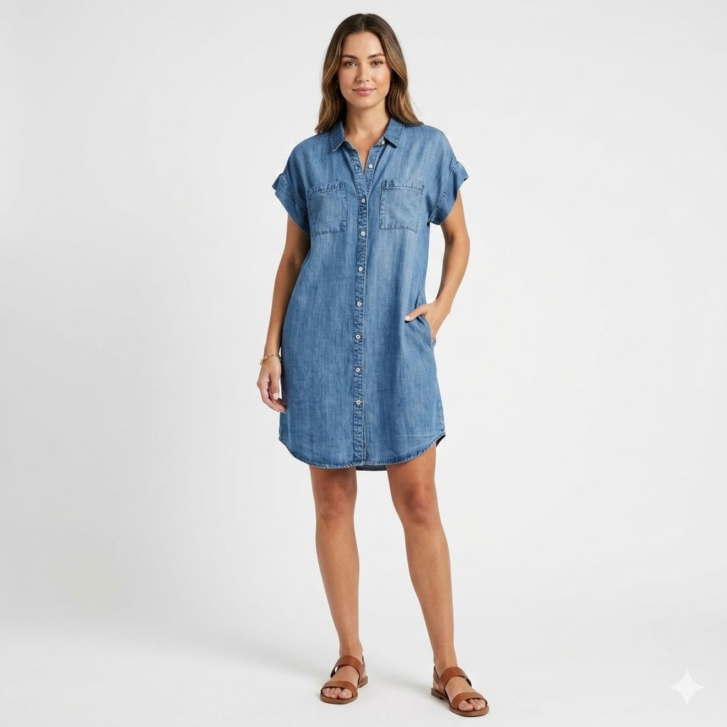 Valentina Moreau | Denim skjortekjole i mini-længde til kvinder