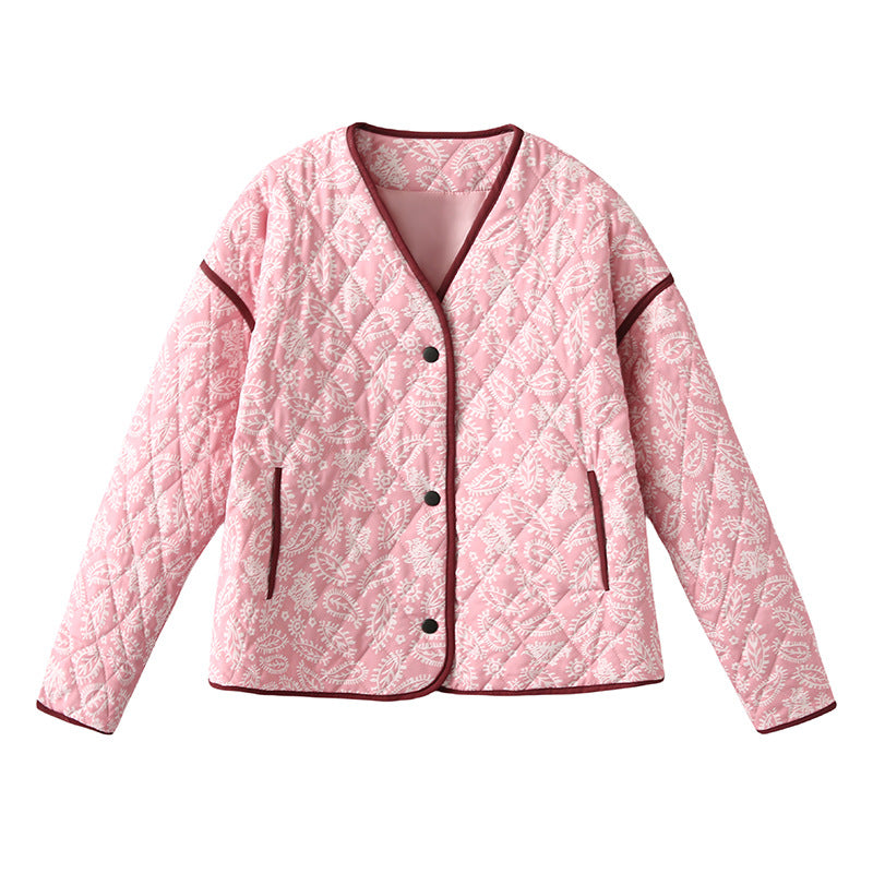 Mathilde Knudsen | Gesteppte Jacke mit Paisley-Muster und V-Ausschnitt