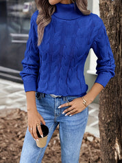 Lise Bonde | Pullover mit Zopfmuster und Rollkragen in Rot