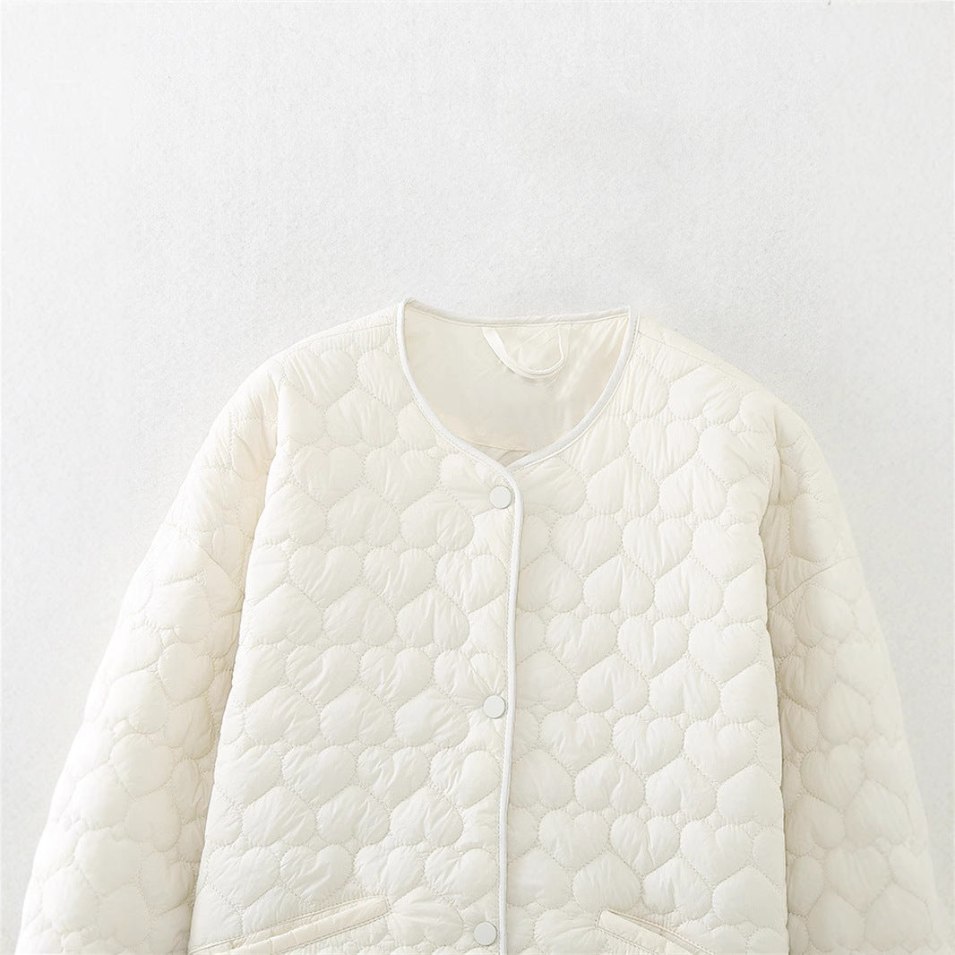 Louise Mortensen | Quilted cropped jacket with heart pattern