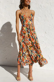 Camille Rousseau | Midi-sommerkjole med farverigt print