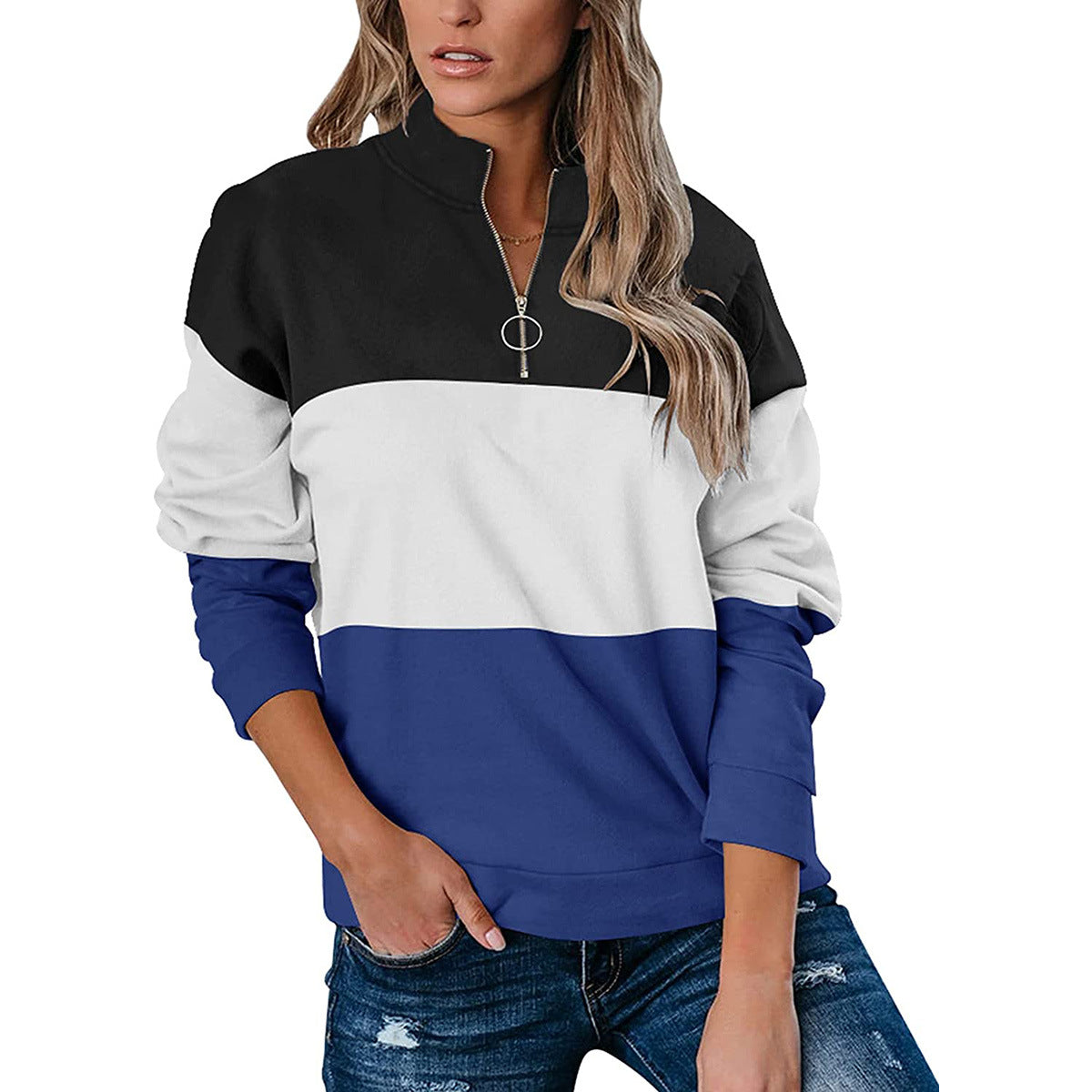 Nanna Sørensen | Colorblock-Sweatshirt mit Reißverschluss