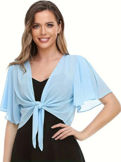 Colette Beaumont | Elegant slå-om bluse med chiffonærmer til kvinder