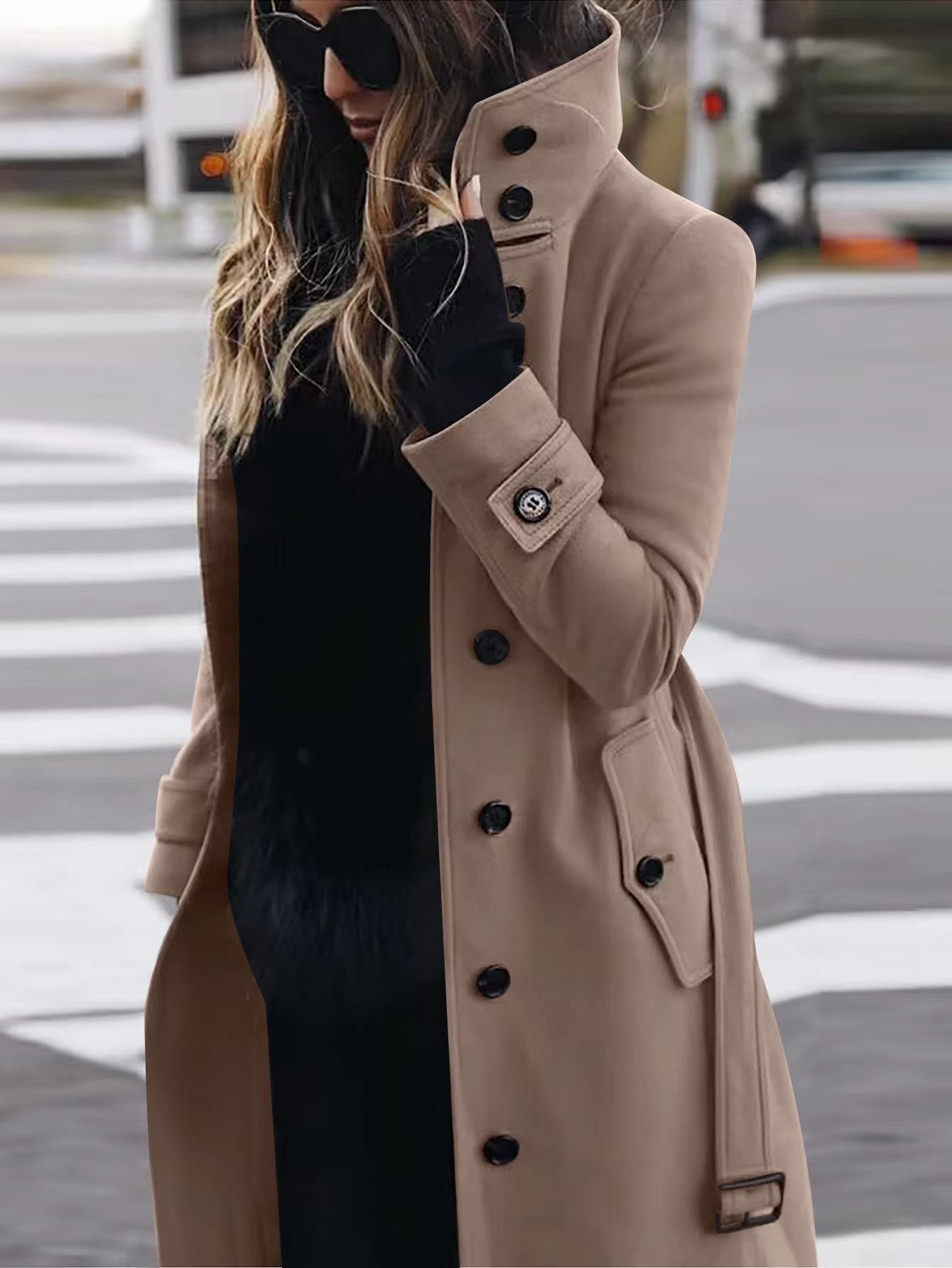 Marie Olsen | Long wool coat with belt detail for women