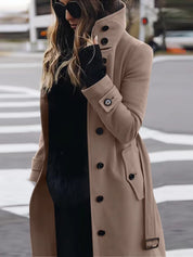 Marie Olsen | Long wool coat with belt detail for women