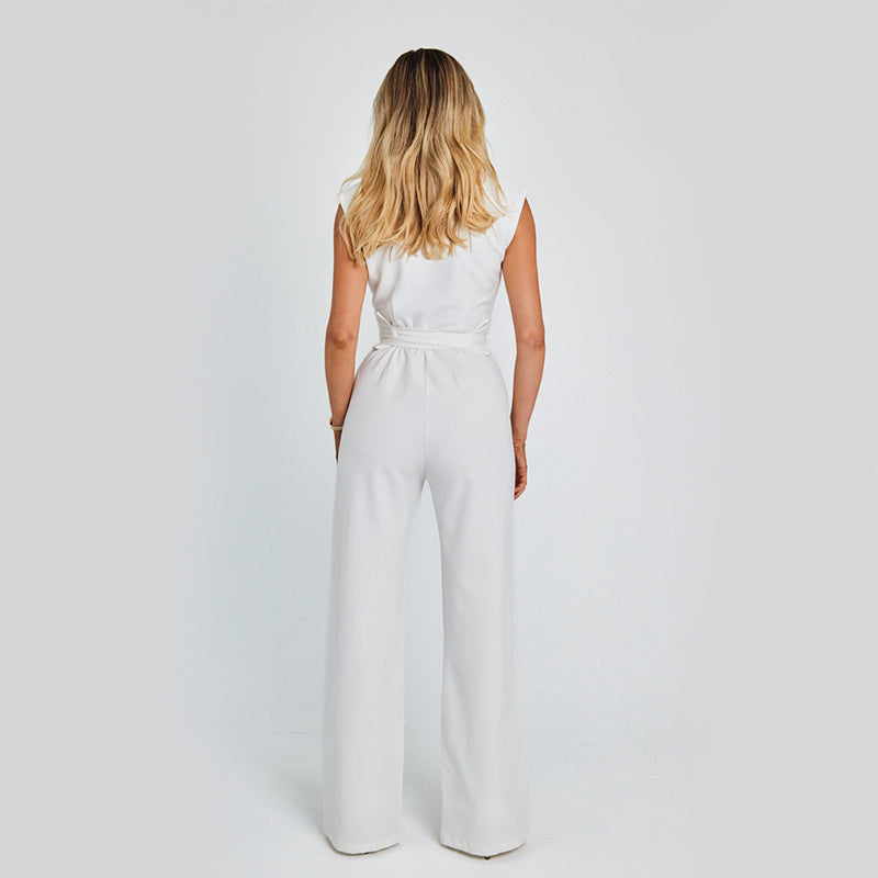 Lara Benedetti | Ærmeløs Jumpsuit med Bindebælte i Sort