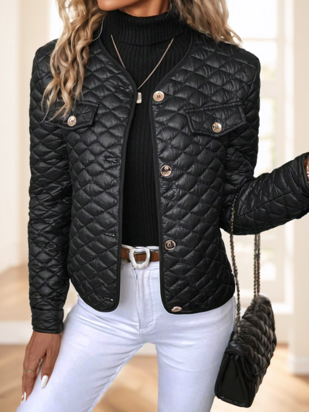 Susanne Toft | Quiltet Kort Vinterjakke i Diamantmønster til Kvinder