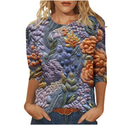 Ditte Kragh | Blomsterprintet T-shirt med 3/4 ærmer