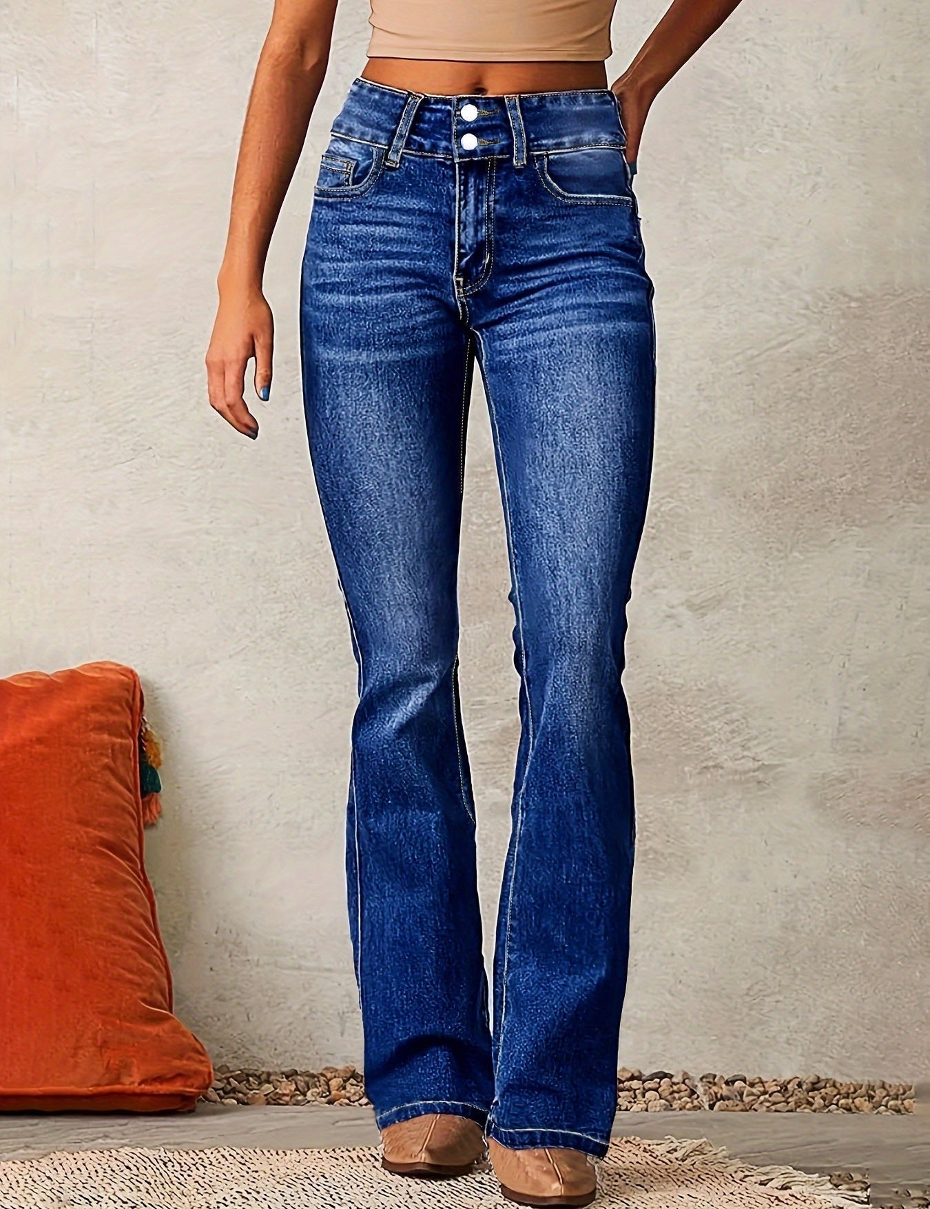 Romina Ashford | Højtaljede Flared Jeans i Long Denim til Kvinder
