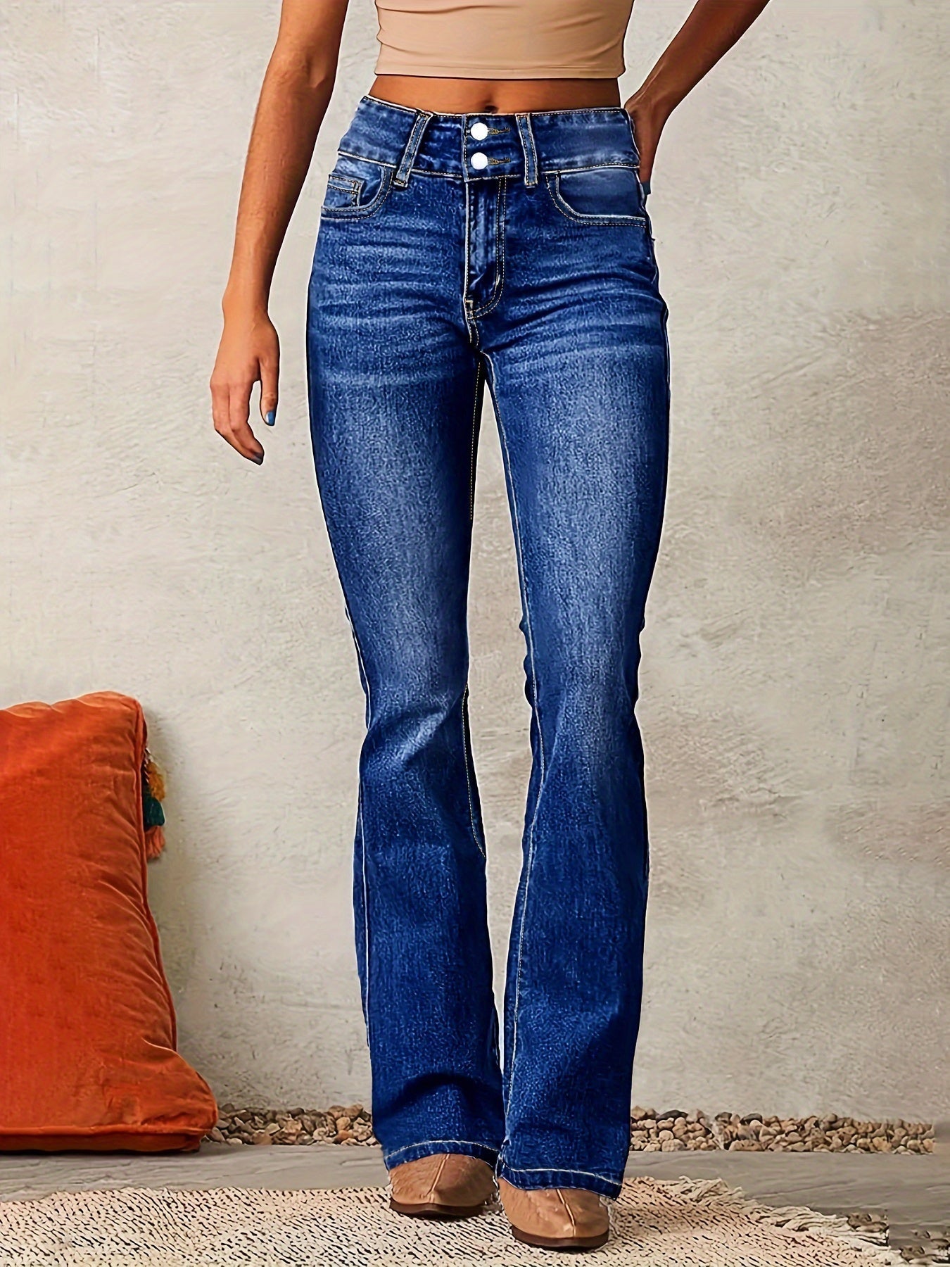 Romina Ashford | Højtaljede Flared Jeans i Long Denim til Kvinder