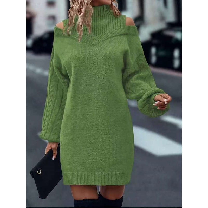 Mathilde Winther | Cold-Shoulder Strikkjole i mini-længde til kvinder