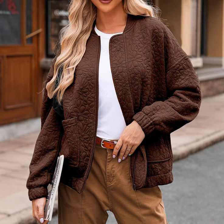 Ingrid Larsen | Quilted bomber jacket with floral pattern