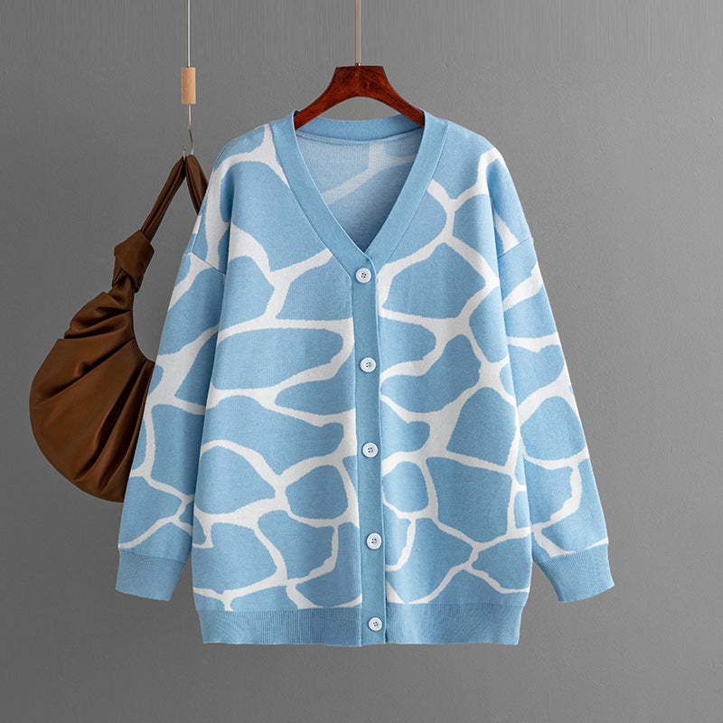 Rikke Overgaard | Jacquard-Strickjacke mit grafischem Muster in Oversize-Passform