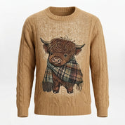 Gry Ottesen | Grov-strikket Sweater med Highland Ko-motiv