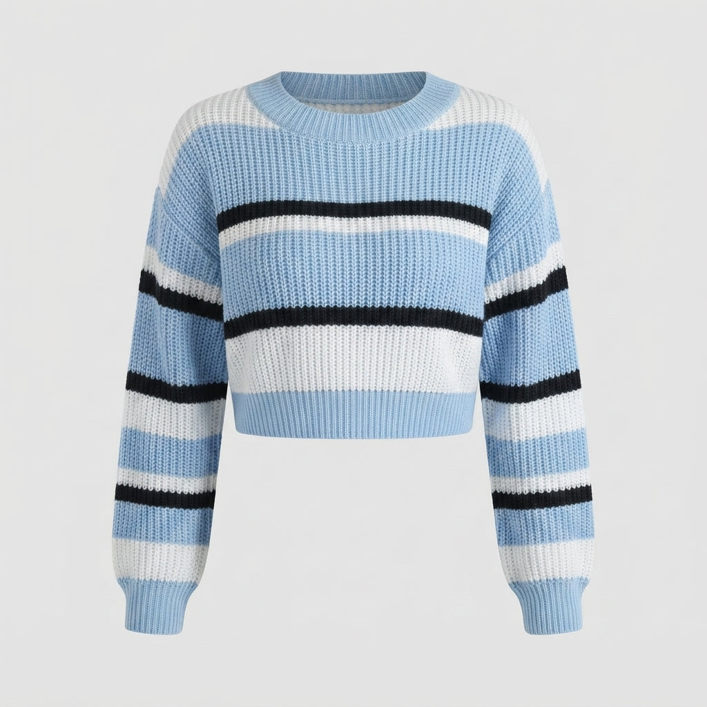 Helle Bech | Cropped Striped Knit Blouse