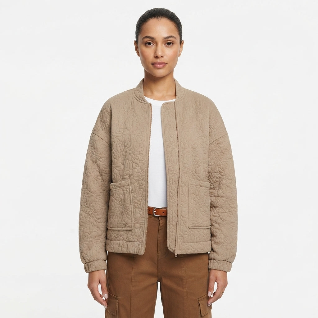 Ingrid Larsen | Quilted bomber jacket with floral pattern