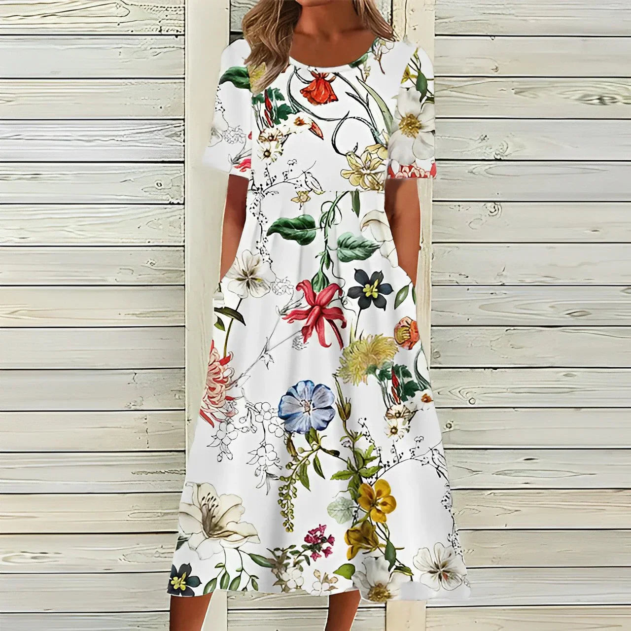 Amélie Dubois | Midi sommerkjole med blomsterprint