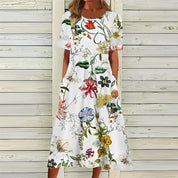 Amélie Dubois | Midi sommerkjole med blomsterprint