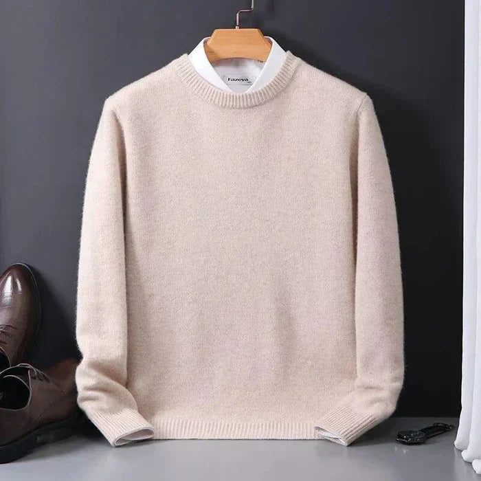 Mikkel Bruhn | Kaschmirpullover mit Kontrastkragen und Rundhalsausschnitt