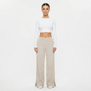 Josefine Olsen | High-Waist Wide-Leg Bukser i Beige