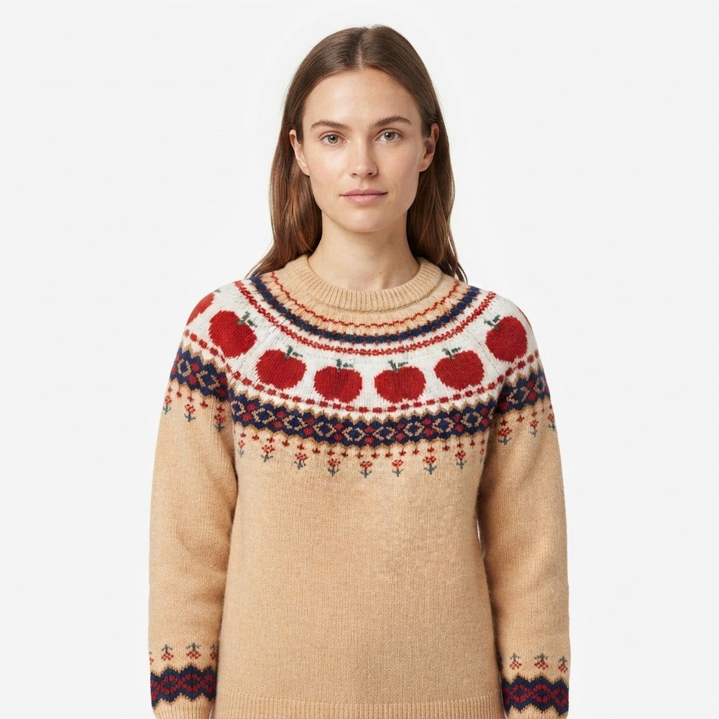Karen Sørensen | Æble-strikket sweater med Fair Isle-mønster
