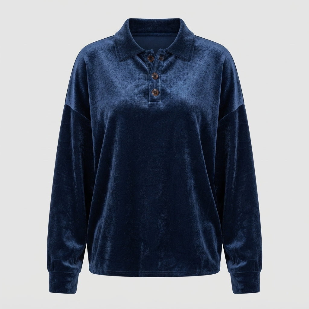 Karin Bendtsen | Oversize velurové polo s dlouhými rukávy