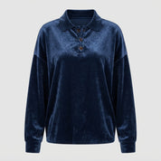Karin Bendtsen | Oversize velurové polo s dlouhými rukávy