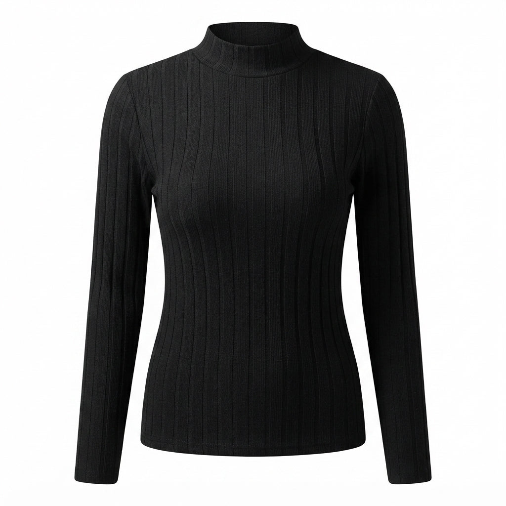 Karla Bonde | Ribstrikket bluse med højhals