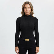 Karla Bonde | Ribstrikket bluse med højhals